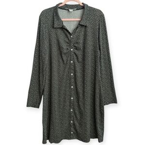 American Eagle Outfitters Green Floral Collared Button Down Shirt Dress Size XXL